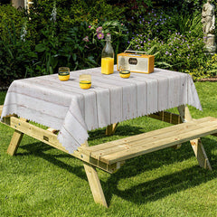 Lofaris Bucolic White Wood Decorative Rectangle Tablecloth