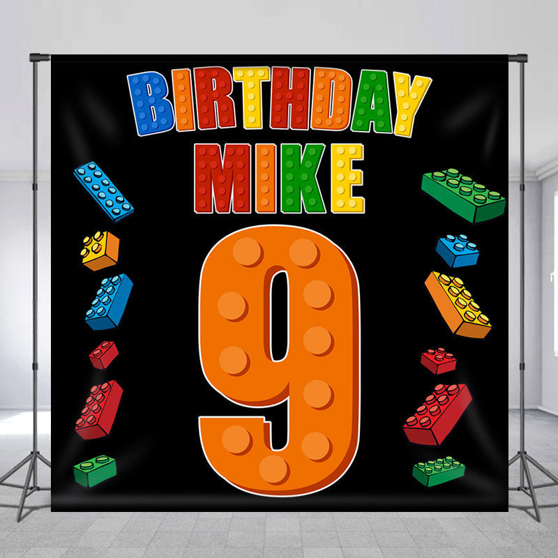 Lofaris Building Blocks Style Custom 9th Birthday Backdrop