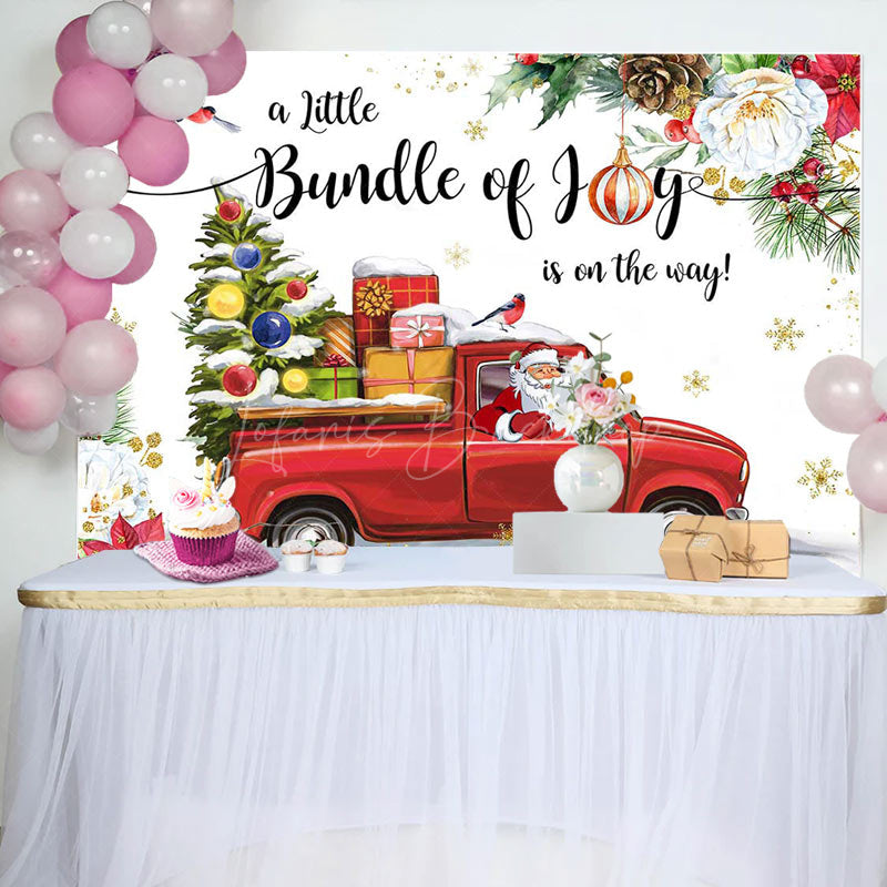 Lofaris Bundle Of Joy Christmas Santa Baby Shower Backdrop