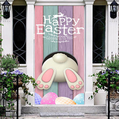 Lofaris Bunny Butt Colorful Wood Board Egg Easter Door Cover