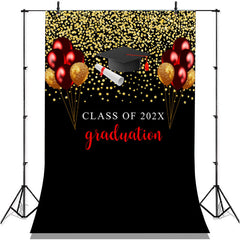 Lofaris Burgundy And Glitter Gold Balloons Graduation Backdrop