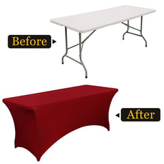 Lofaris Burgundy Fitted Spandex Rectangle Banquet Table Cover