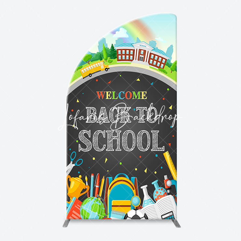 Lofaris Bus Rainbow Stationery Back To School Arch Backdrop