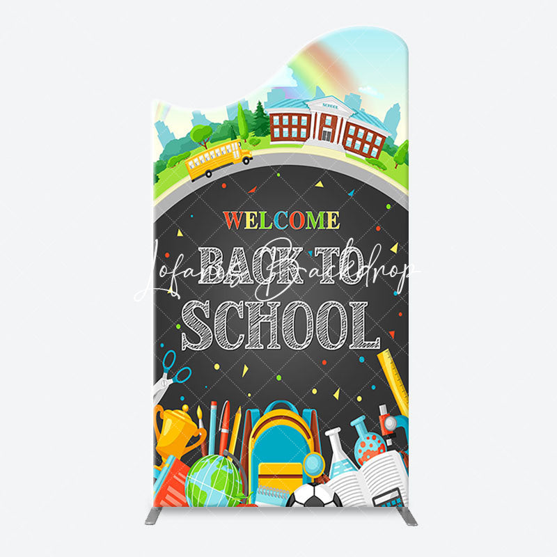Lofaris Bus Rainbow Stationery Back To School Arch Backdrop