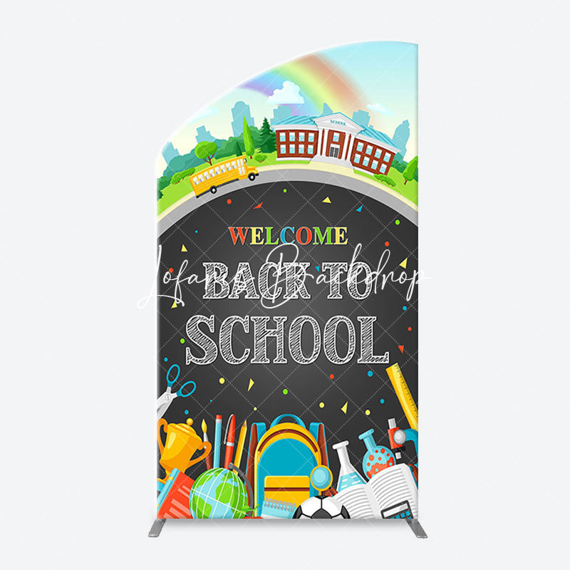 Lofaris Bus Rainbow Stationery Back To School Arch Backdrop