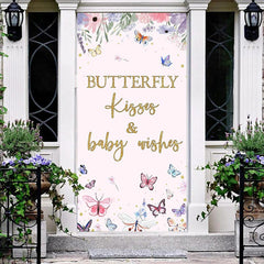 Lofaris Butterfly Kisses Pink Floral Baby Shower Door Cover