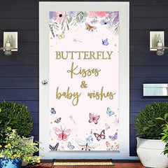 Lofaris Butterfly Kisses Pink Floral Baby Shower Door Cover