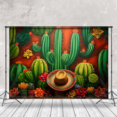 Lofaris Cactus Painting Mexican Sombrero Flower Backdrop