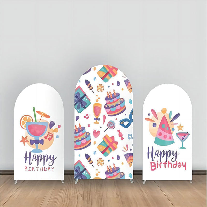 Lofaris Cake Gift Drink White Arch Backdrop Kit For Birthday