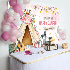 Lofaris Calling All Happy Campers Tent Birthday Backdrop