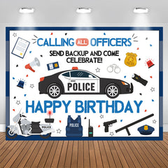 Lofaris Calling All Officers Celebrate Happy Birthday Backdrop