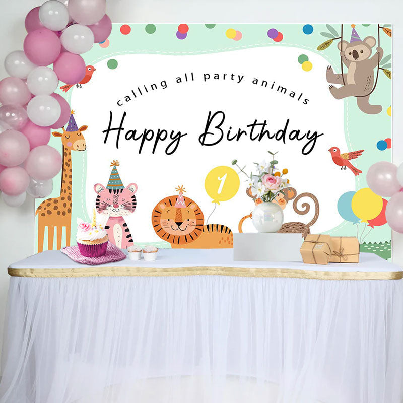Lofaris Calling All Party Animal Dot Happy Birthday Backdrop