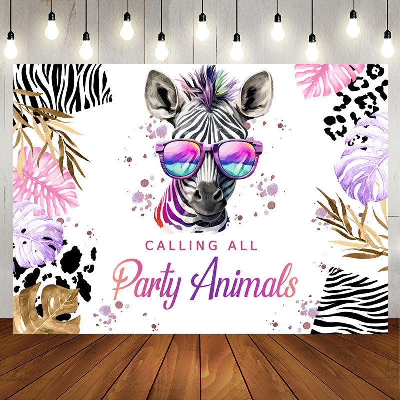Lofaris Calling All Party Animals Zebra Birthday Backdrop