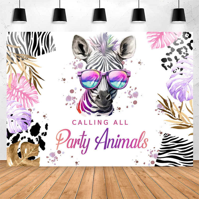 Lofaris Calling All Party Animals Zebra Birthday Backdrop