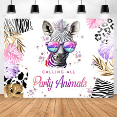 Lofaris Calling All Party Animals Zebra Birthday Backdrop