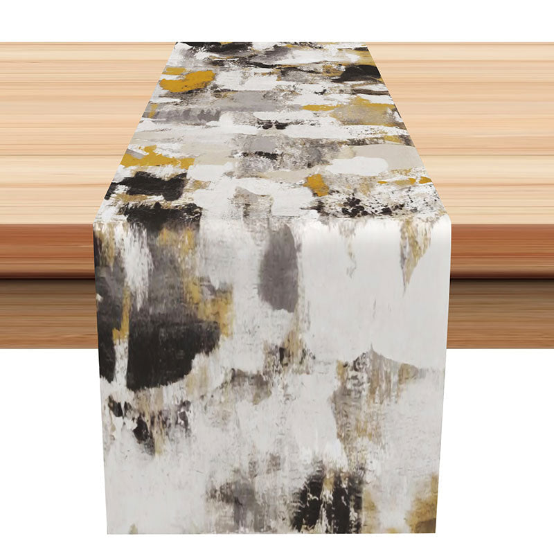 Lofaris Camouflage Grey Black Marble Texture Table Runner