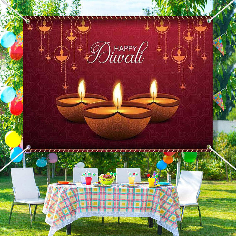 Lofaris Candle Burning Lights Laxmi Puja Diwali Backdrop