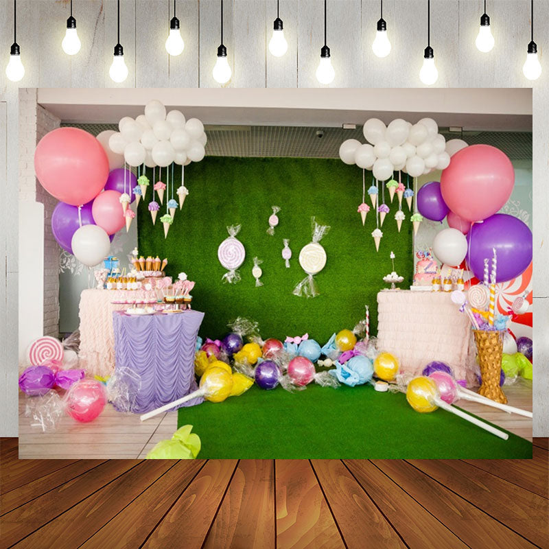 Lofaris Candy Balloons Dessert Party Scene Birthday Backdrop