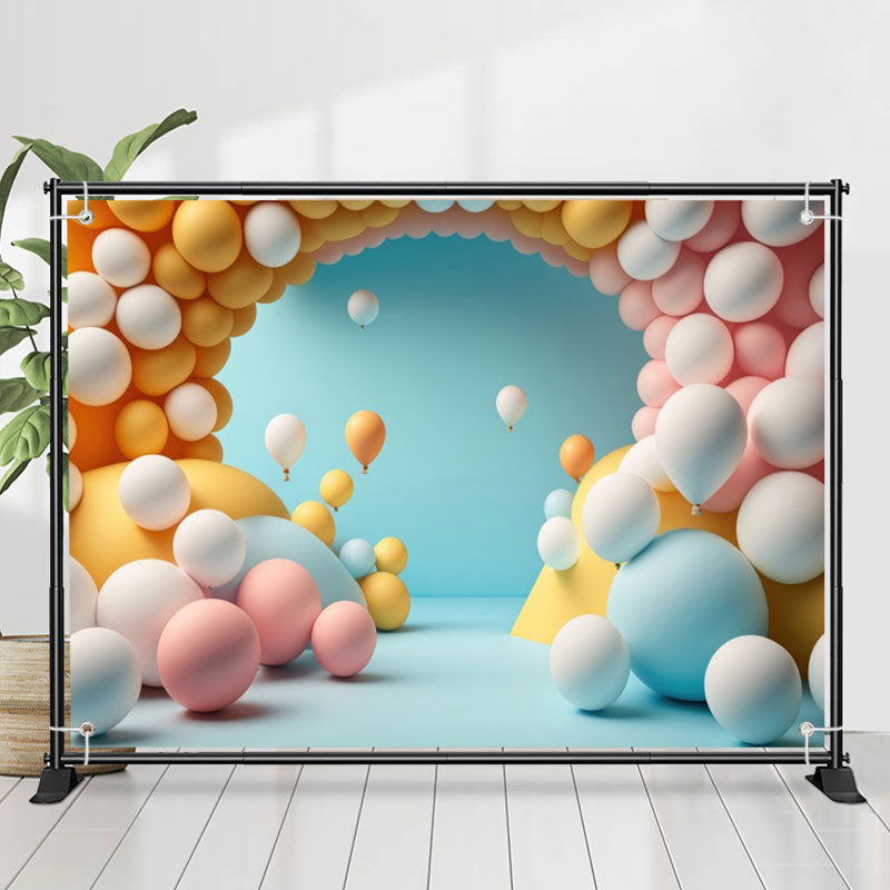 Lofaris Candy Color Balloons Arch Blue 1st Birthday Backdrop