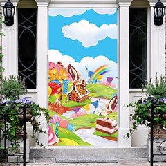 Lofaris Candy Land Dessert Sky Rainbow Birthday Door Cover