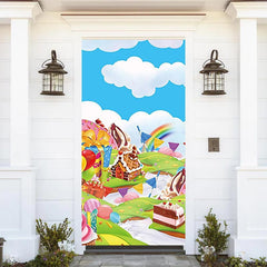 Lofaris Candy Land Dessert Sky Rainbow Birthday Door Cover