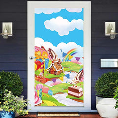Lofaris Candy Land Dessert Sky Rainbow Birthday Door Cover