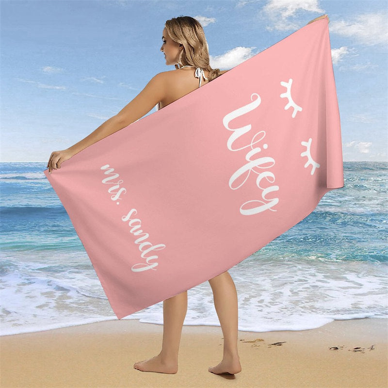 Lofaris Candy Pink Custom Name Beach Towel for Girl