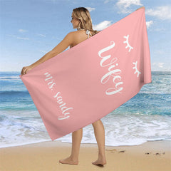 Lofaris Candy Pink Custom Name Beach Towel for Girl
