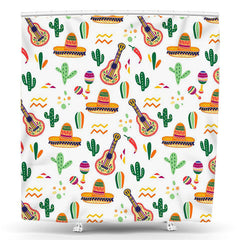 Lofaris Cap Guitar Cactus Step And Repeat Shower Curtain