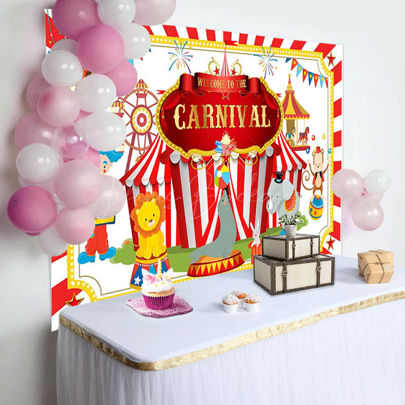 Lofaris Carnival Circus Animal Show Clown Birthday Backdrop