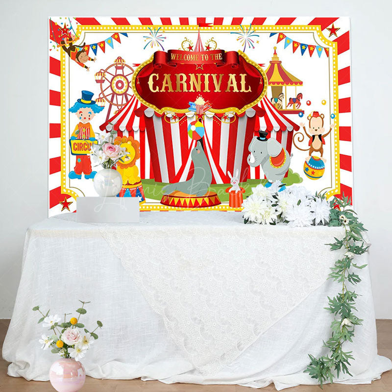 Lofaris Carnival Circus Animal Show Clown Birthday Backdrop
