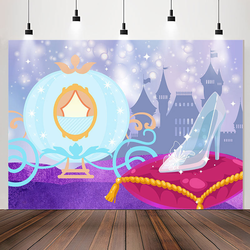 Lofaris Carriage Glass Slipper Castle Birthday Backdrop