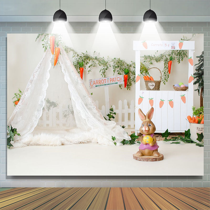 Lofaris Carrot Patch Gauze Tent Rabbit Birthday Backdrop
