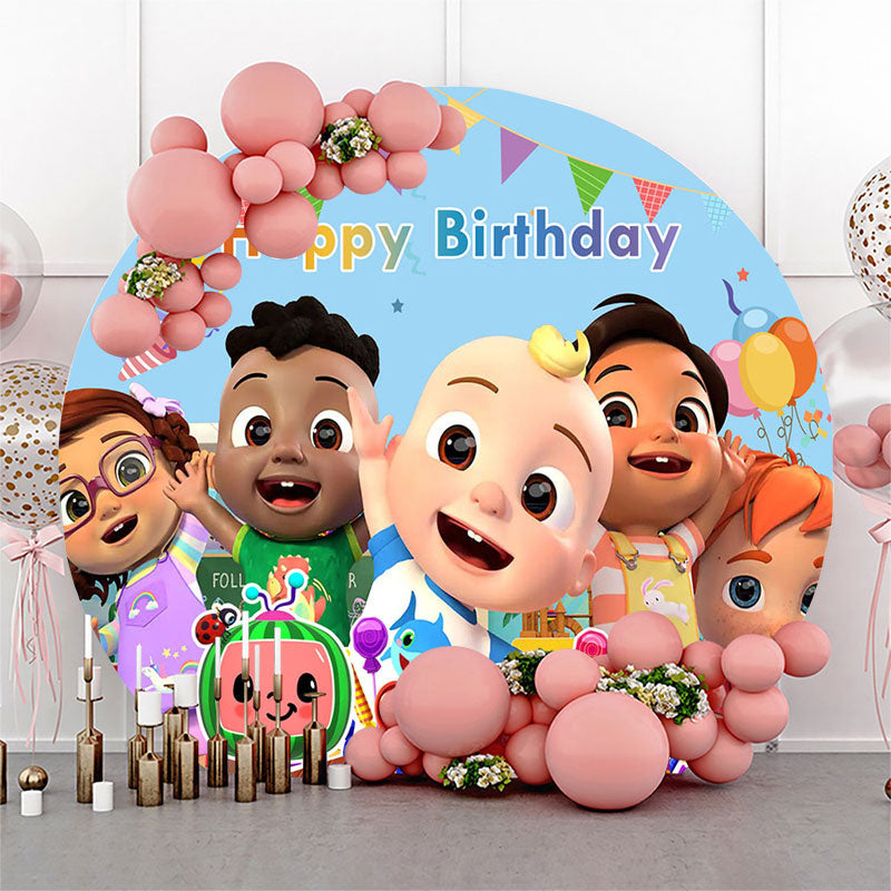 Lofaris Cartoon Baby Birthday Round Backdrop Melon Party Decor