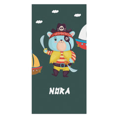 Lofaris Cartoon Buccaneer Custom Name Beach Towel for Boy
