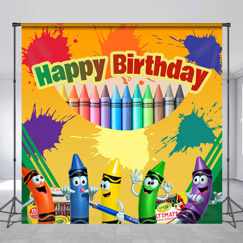 Lofaris Cartoon Colorful Crayon Paint Birthday Backdrop