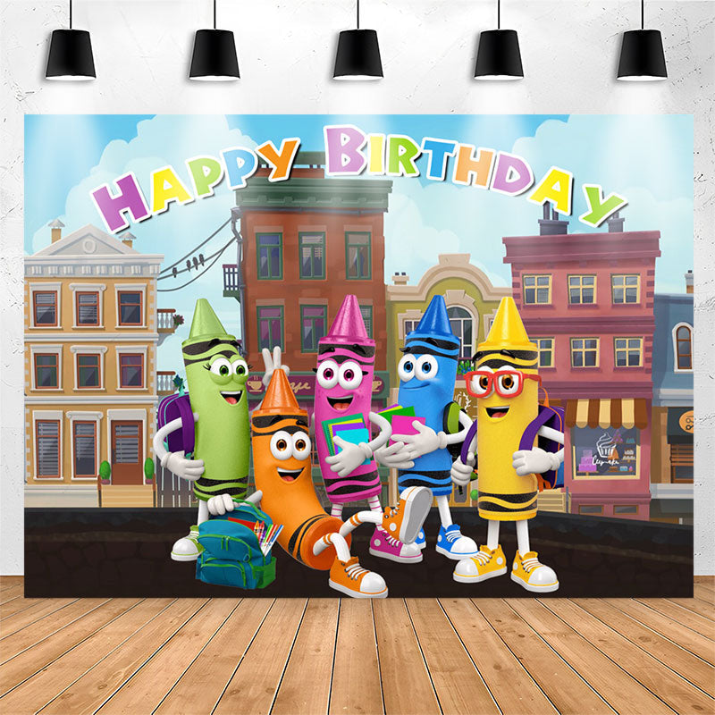 Lofaris Cartoon Crayon Back To School Birtyday Backdrop