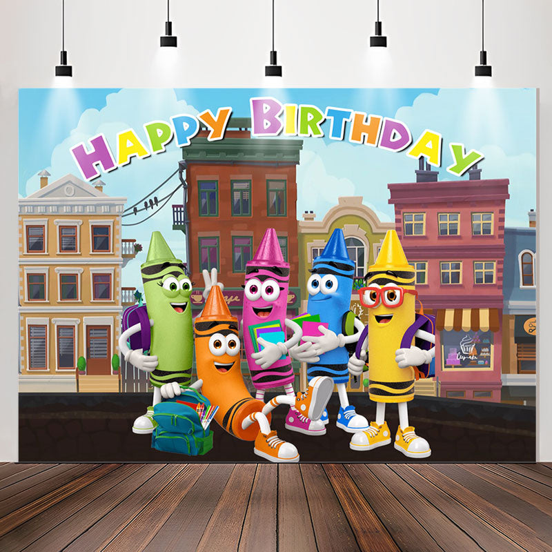 Lofaris Cartoon Crayon Back To School Birtyday Backdrop