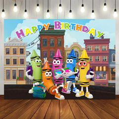 Lofaris Cartoon Crayon Back To School Birtyday Backdrop