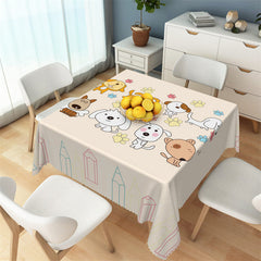 Lofaris Cartoon Dog Paw Colorful Pencil Lines Tablecloth
