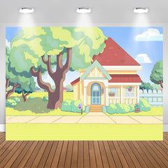 Lofaris Cartoon Lovely House Trees Garden Backdrop For Party