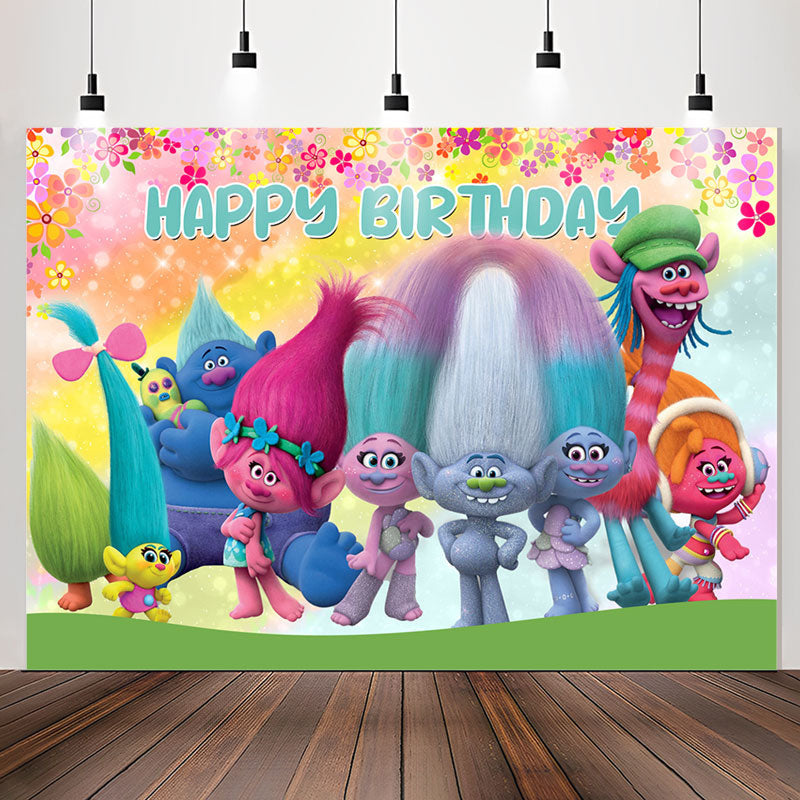 Lofaris Cartoon Magic Hair Elfs Floral Birthday Backdrop