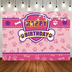 Lofaris Cartoon Pink Paws Bones Birthday Backdrop For Girls