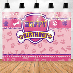 Lofaris Cartoon Pink Paws Bones Birthday Backdrop For Girls