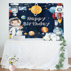 Lofaris Cartoon Space Cosmonaut Rocket Birthday Backdrop