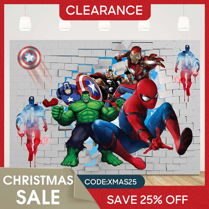 Lofaris (Ship In 24HR) Monster Hero Brick Wall Birthday Backdrop For Boy