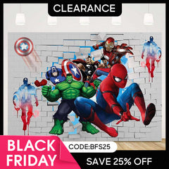 (Ship In 24HR) Monster Hero Brick Wall Birthday Backdrop For Boy