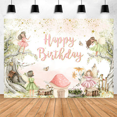 Lofaris Cartoon Tree Mushroom Elf Birthday Backdrop For Girl