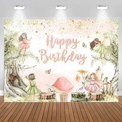 Lofaris Cartoon Tree Mushroom Elf Birthday Backdrop For Girl