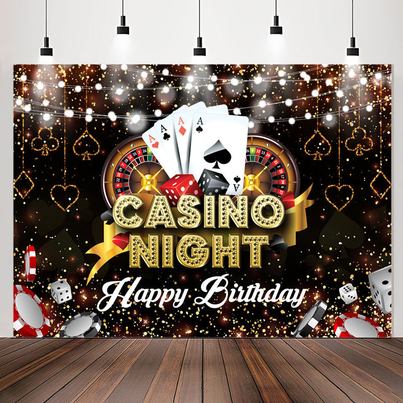 Lofaris Casino Night Poker Bokeh Happy Birthday Backdrop